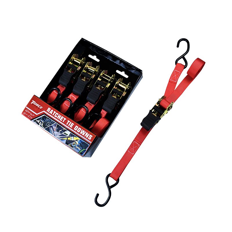 4pcs of 1 inch 15 feet Cargo Lashing Bike Strap Ratchet Tie Down Set with Coated S Hook