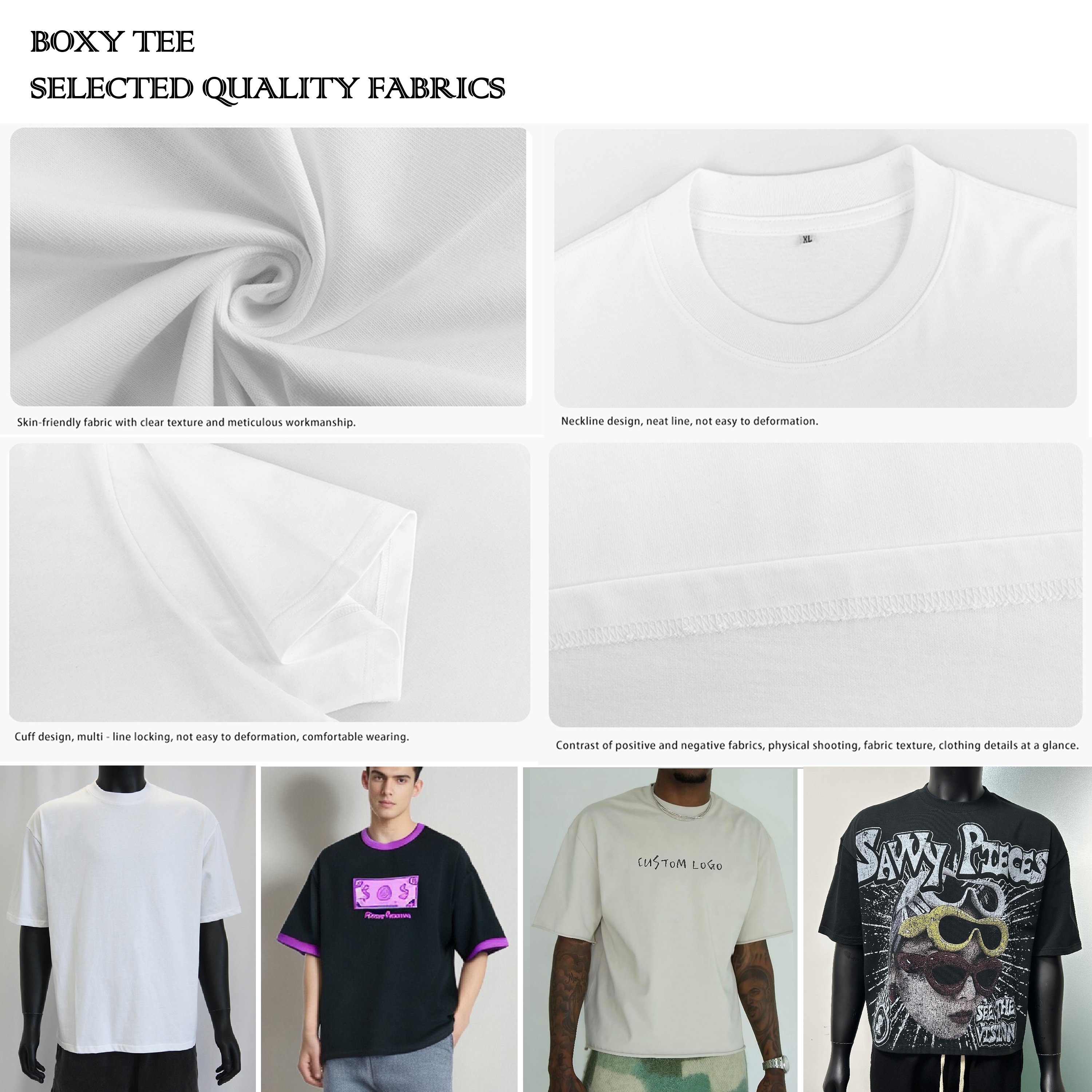 250gsm Drop Shoulder Graphic Heavyweight T-shirt Luxury Blank Heavy Cotton Streetwear Boxy Oversized Tshirts Mens Custom T shirt