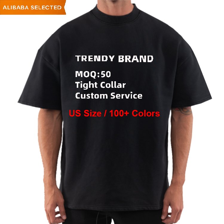 250gsm Drop Shoulder Graphic Heavyweight T-shirt Luxury Blank Heavy Cotton Streetwear Boxy Oversized Tshirts Mens Custom T shirt