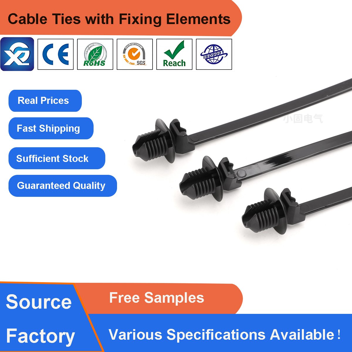Push Mount Style Nylon Cable Zip Ties with Innovative Fir Tree Head Design