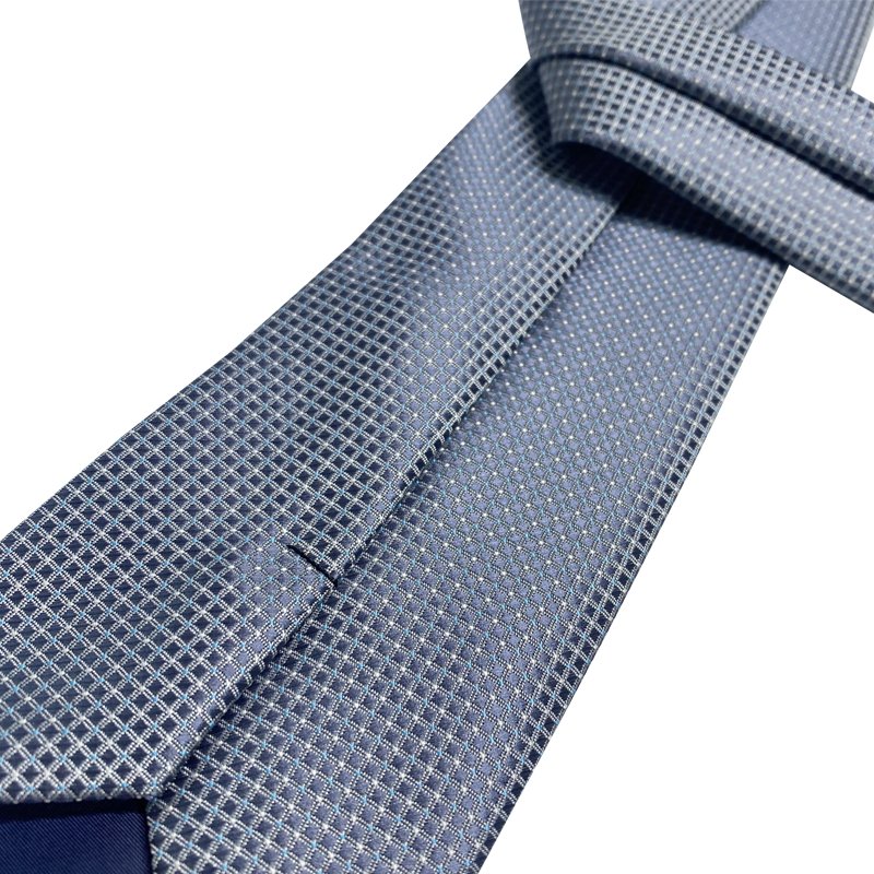 Direct Manufacture 2022 Popular Geometric Silk Necktie Set 7/8cm Width 7 Fold Blue Business Silk Ties Classic Woven Handmade Tie