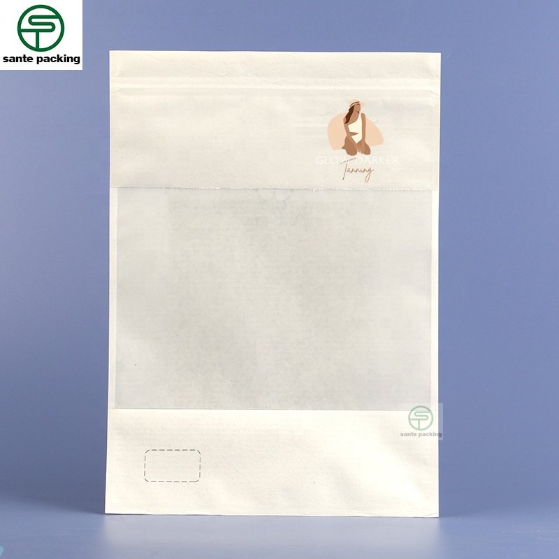 Eco Friendly Sachet Kraft Paper Pouch Baby Teether Packaging Stand Up Ziplock Bag With Clear Window
