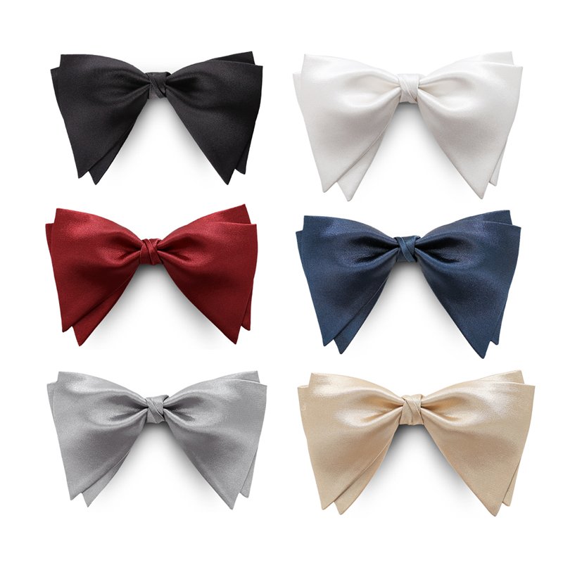 Factory Custom Pre-tied Adjustable Bow Tie for Men Oversize Formal Solid Tuxedo Bowtie Pocket Square Set