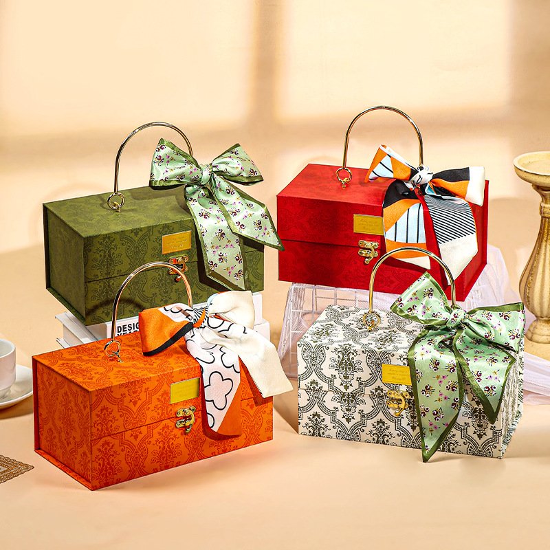 High quality folding scarf tie silk scarf candle cosmetic gift box custom logo luxury magnet paper box for perfume packaging