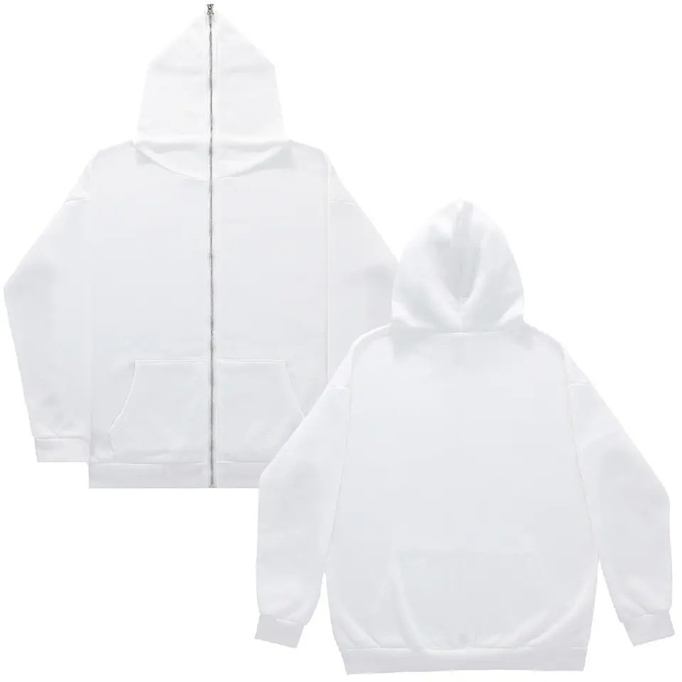 Punk Streetwear High Quality Cotton Custom Digital Printing Oversized Full Face Zip Up Hoodies Jacket Men fullzip hoodie