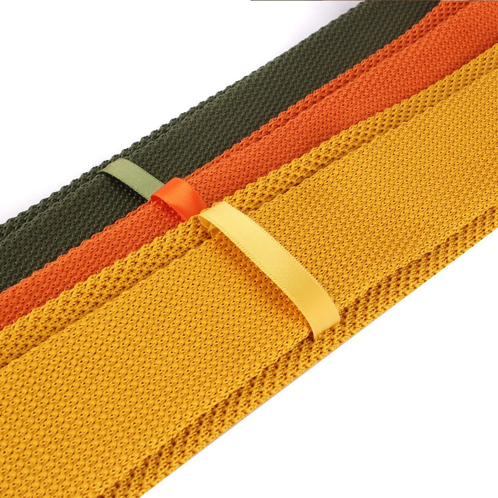 Men Solid Color 2.16 Inches Width Narrow Knitted Necktie Fashion Casual Flat Bottom Plain Slim Square Skinny Knit Neck Tie