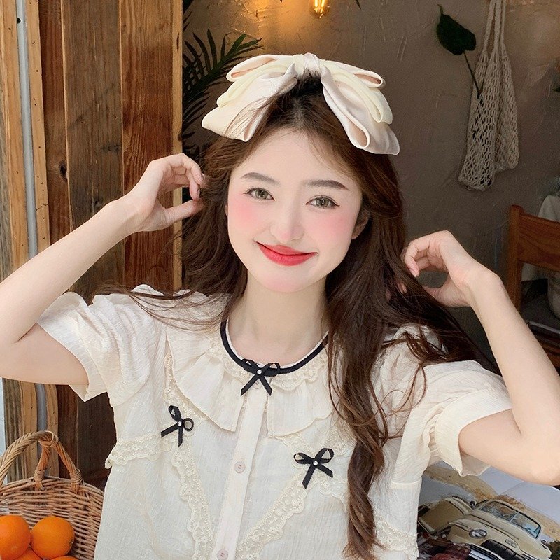 Fashion Elegant Big Double Bowknot Hairpin Wholesale Silk Like Stain Hair Clip French Style Hair Accessories For Women