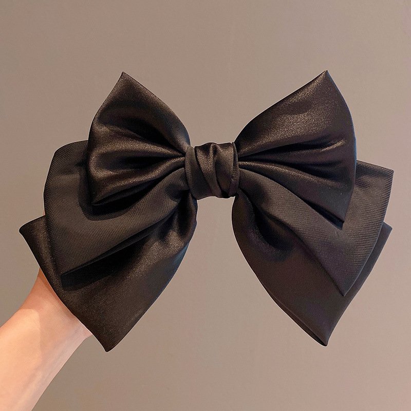 Fashion Elegant Big Double Bowknot Hairpin Wholesale Silk Like Stain Hair Clip French Style Hair Accessories For Women