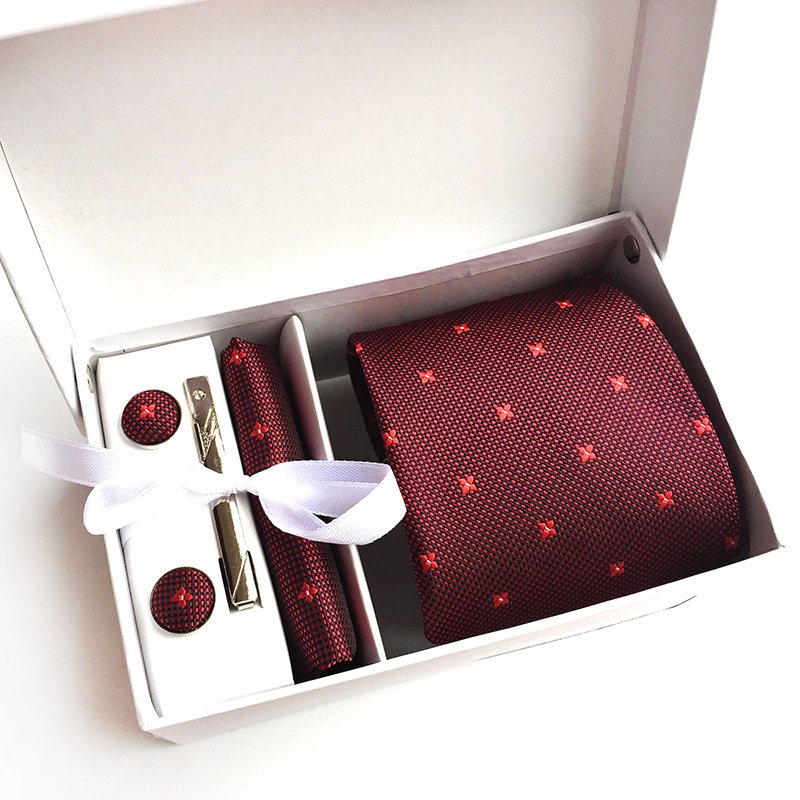 Men Silk Necktie Set High Quality Mens Tie Necktie and Hanky Cufflinks Neck Tie Set with Gift Box