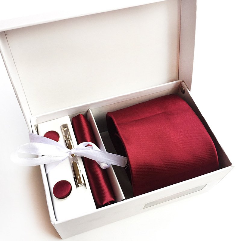 Men Silk Necktie Set High Quality Mens Tie Necktie and Hanky Cufflinks Neck Tie Set with Gift Box