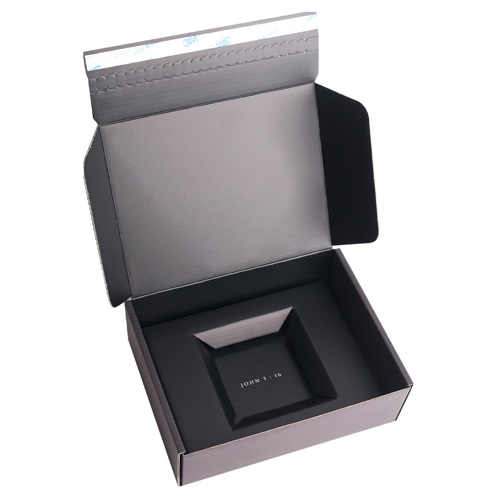 Black Folding Mailer Cardboard Packaging Printing Sides Custom Paper Zipper Mailing Boxes with Adhesive Zipper