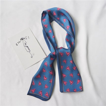 Heart love Scarf Women Cute Hair Tie Band Kerchief Wrist Ribbons Fashion Head Neck Silk Satin Bag Scarfs long silk scarf