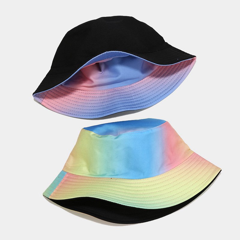 WDD77 Foldable Outdoor Sun Hat Spring Summer Bucket Hat European American New Fashion Trendy Tie-Dye Fisherman Hat