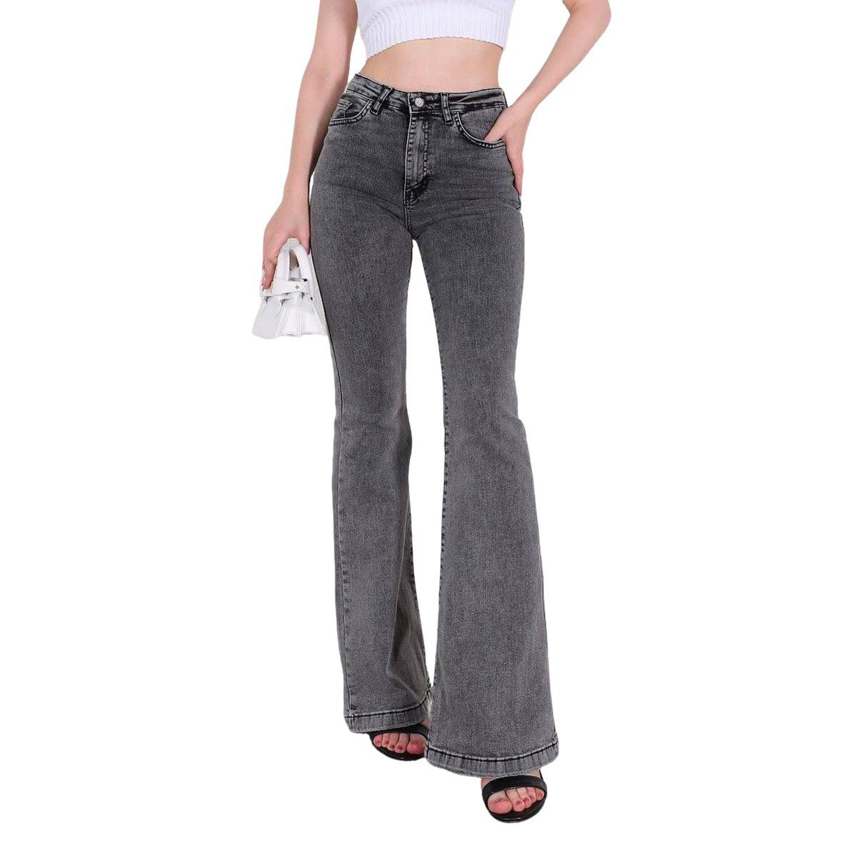 2024 New Style Custom Oversize Bootcut Jeans Pants Jute Washed Straight Fit Waist Hips Blue Denim Trousers women's brand jeans