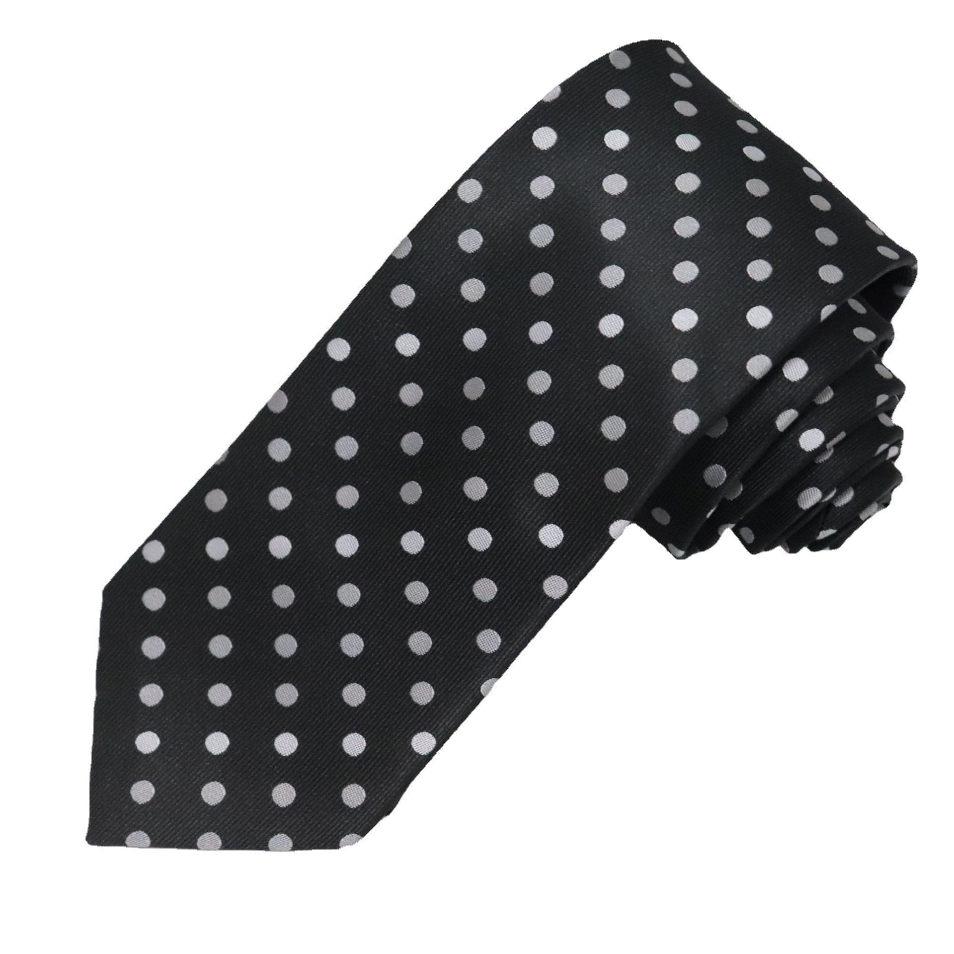 wholesale polyester business necktie high-grade classical handmade ties men's 100% polyester dot neck tie