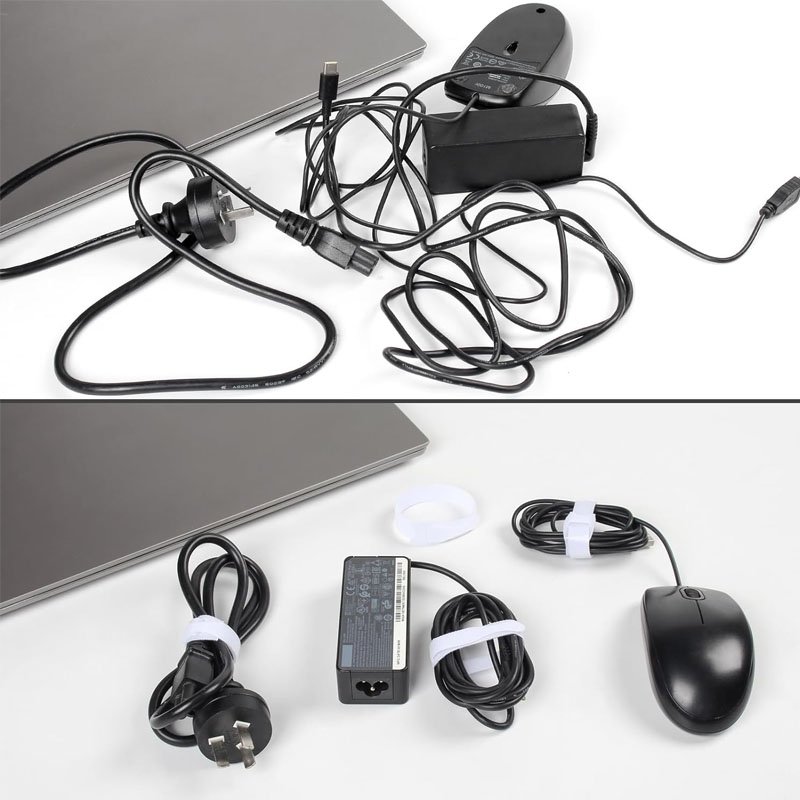 6-inch Adjustable Microfiber Cloth Cable Management Straps Adhesive Hook Loop Cord Organizer Reusable Fastening Cable Tie