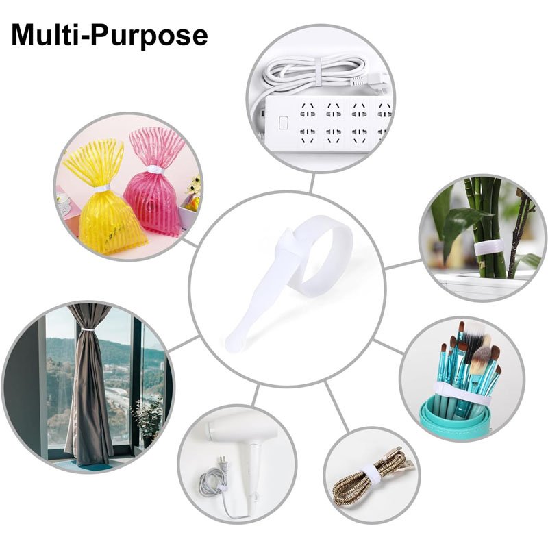 6-inch Adjustable Microfiber Cloth Cable Management Straps Adhesive Hook Loop Cord Organizer Reusable Fastening Cable Tie