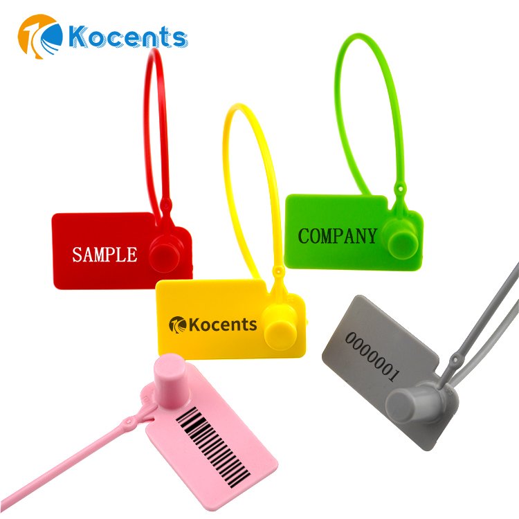 Kocents PTS-012 Top Fashion Universal Plastic Garment Seal Hang Tag Custom Plastic Seal Tie Tags