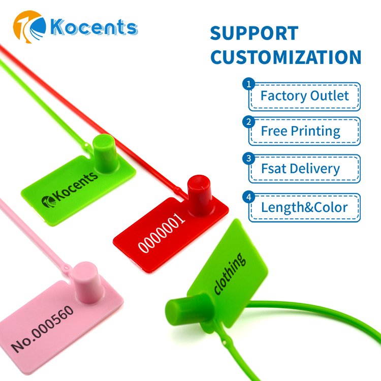 Kocents PTS-012 Top Fashion Universal Plastic Garment Seal Hang Tag Custom Plastic Seal Tie Tags
