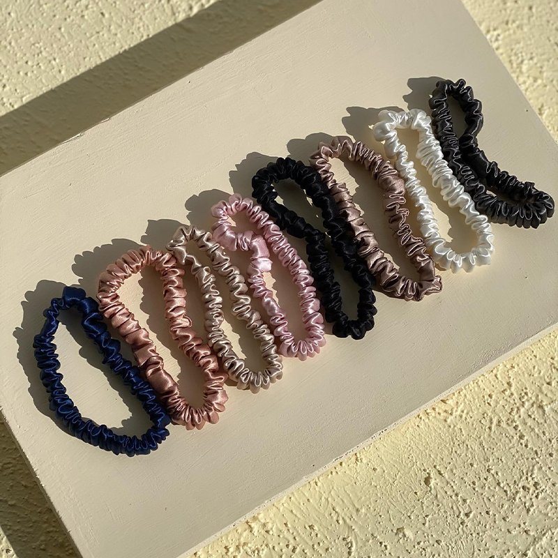 rts 1cm 6A Grade 100% Mulberry Silk Scrunchies Fashion Design Silk Hair Ties Multi Color Custom Size Silk Scrunchies