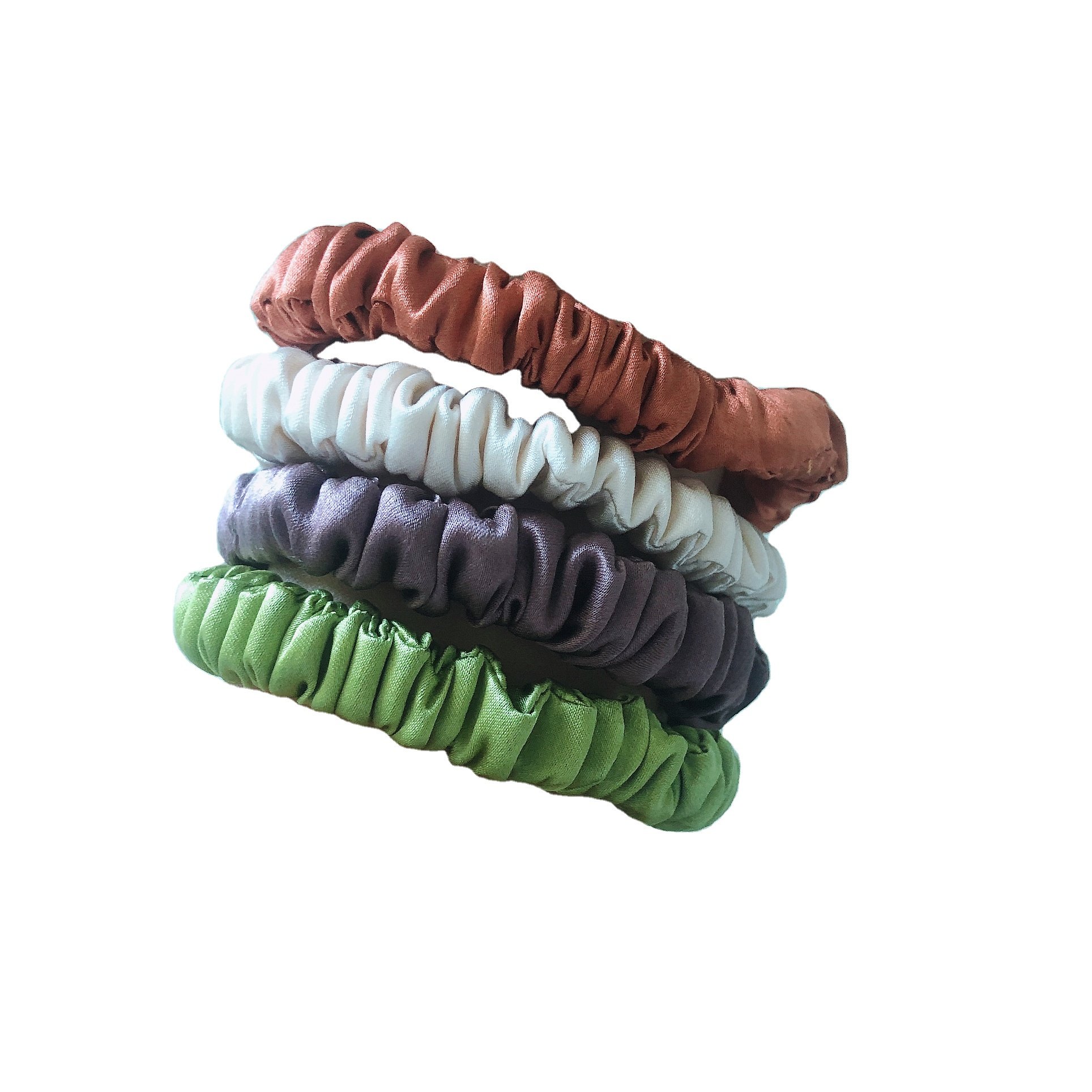 rts 1cm 6A Grade 100% Mulberry Silk Scrunchies Fashion Design Silk Hair Ties Multi Color Custom Size Silk Scrunchies
