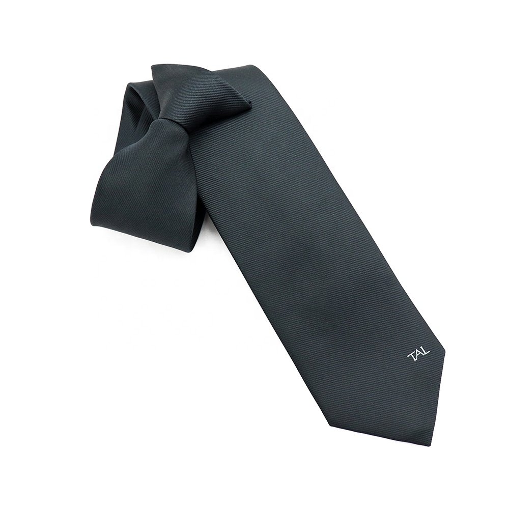 Mens Security Uniform Black Polyester Ties Custom Design Necktie Logo Woven Clip On Tie