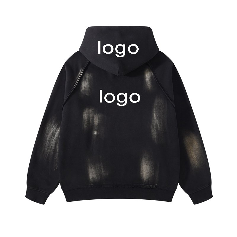Custom y2k tie dye distressed streetwear unisex hoodies OEM 3D embroidery dirty 460 grams hoodie vintage acid wash men hoodies