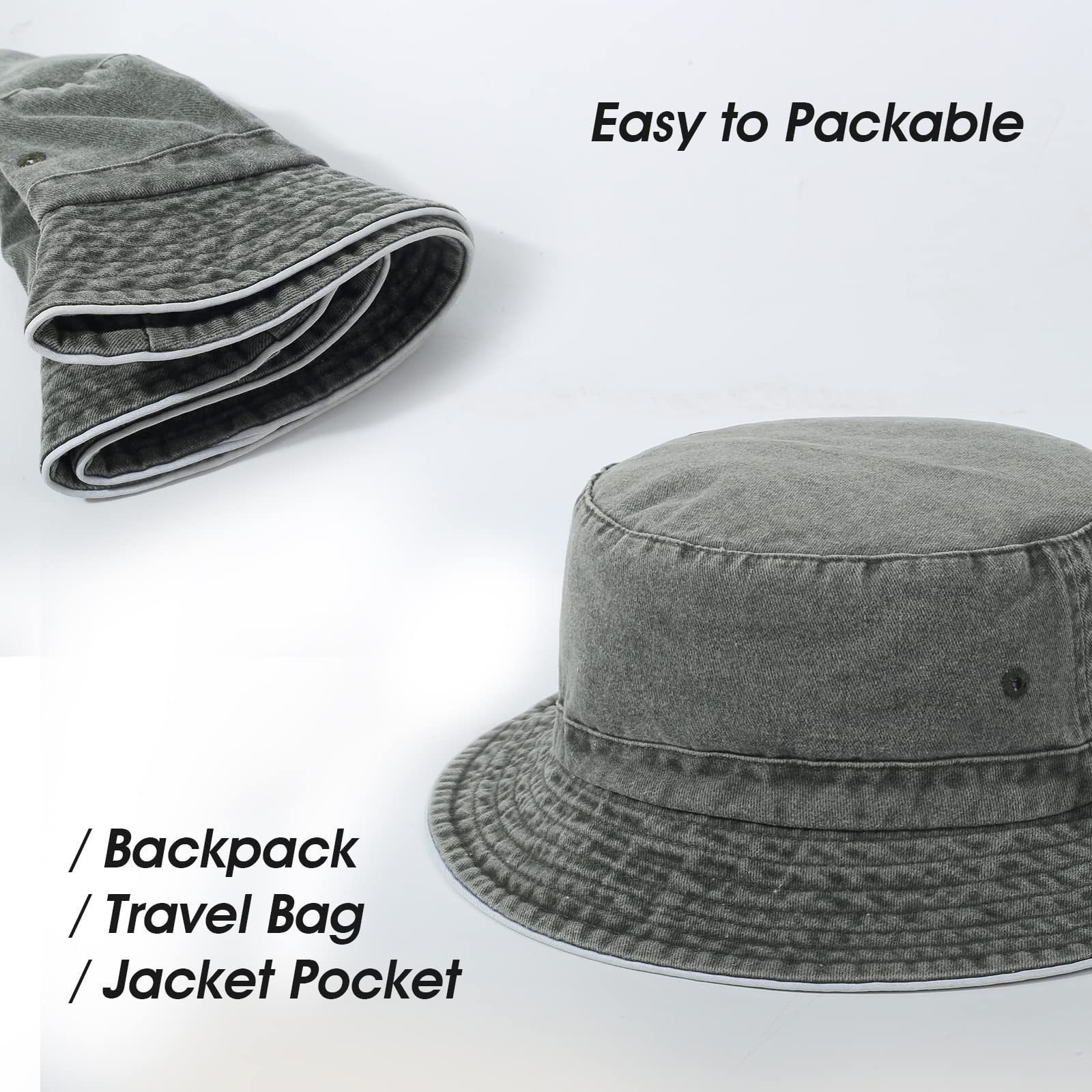 custom fashion vintage wide brim hiking fishing cap washed cotton tie dry denim bucket hat for men women