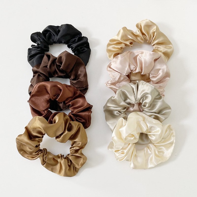 Factory supply Solid Color Hair Scrunchies Fabric Elastic Hair Band Hair Ties Girls Satin Scrunchies