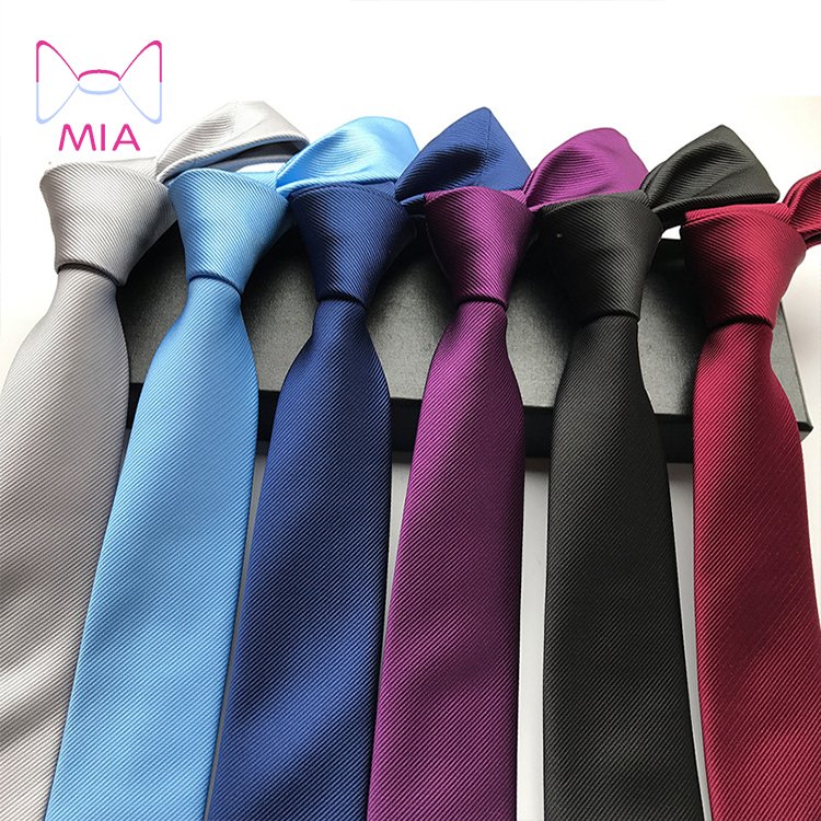 Casual 6cm Slim Solid Red Black Purple Blue Grey Ties Handmade Fashion Men Woven Skinny Necktie For Wedding Party