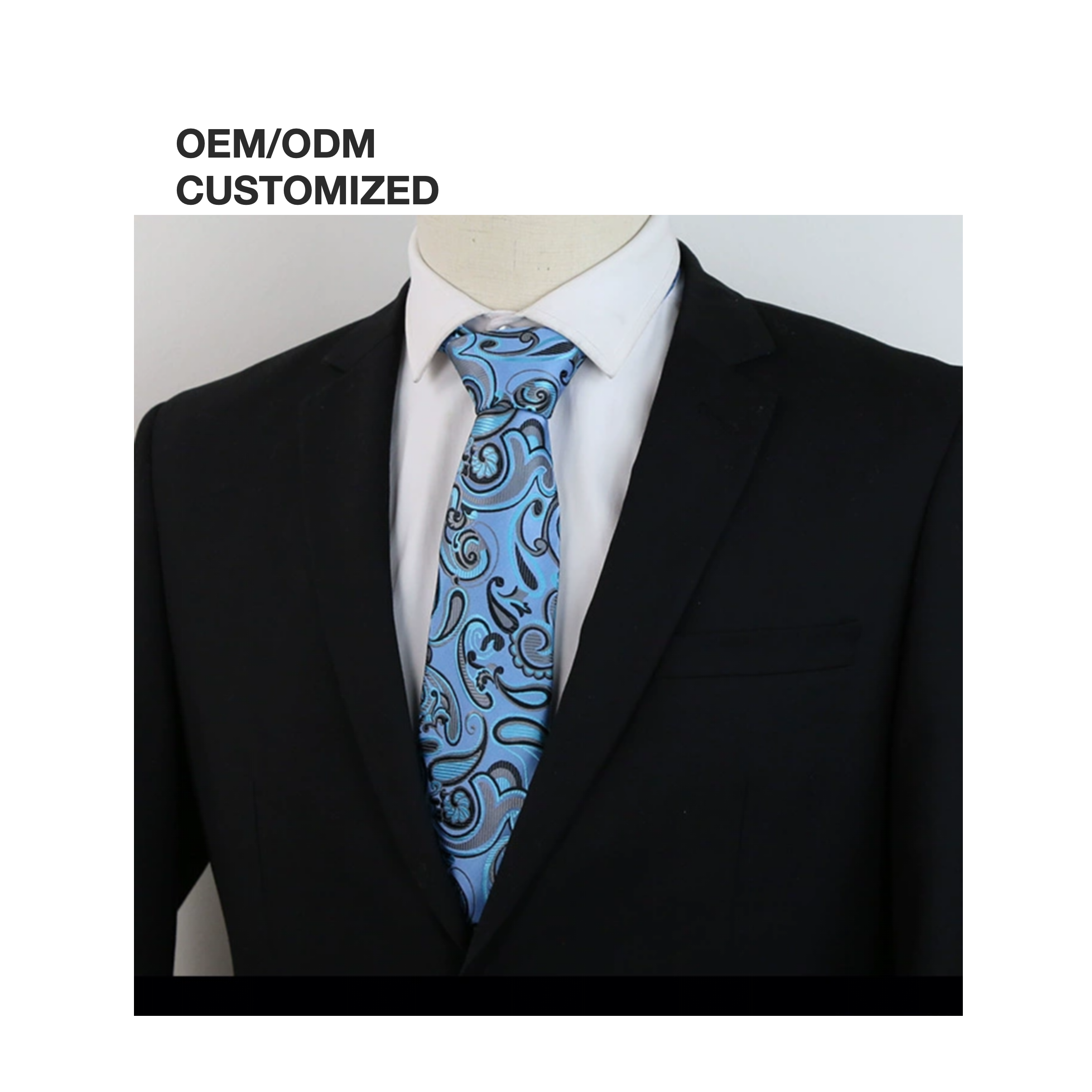 Wholesale Bright Blue Design Personalized Necktie Silk Men Tie