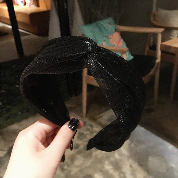 French high quality satin headband The latest fashion bright headband ruffled fabric cross headband