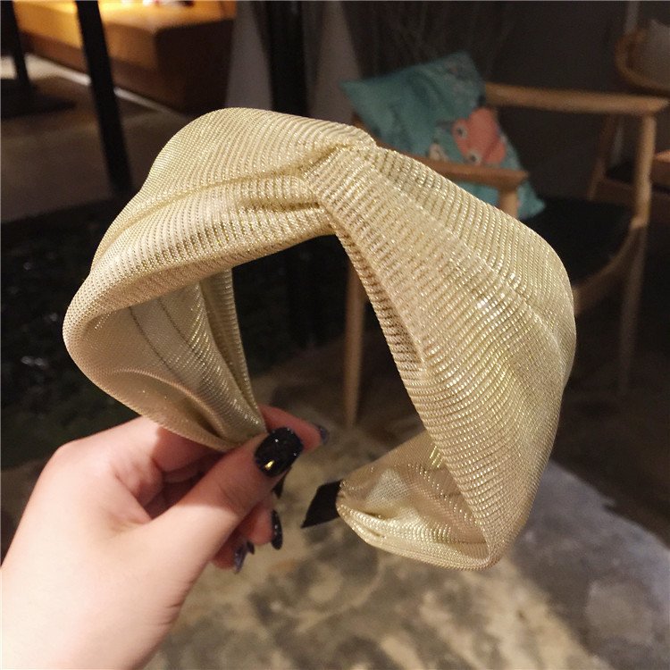 French high quality satin headband The latest fashion bright headband ruffled fabric cross headband