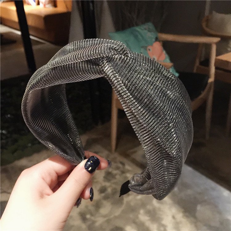 French high quality satin headband The latest fashion bright headband ruffled fabric cross headband