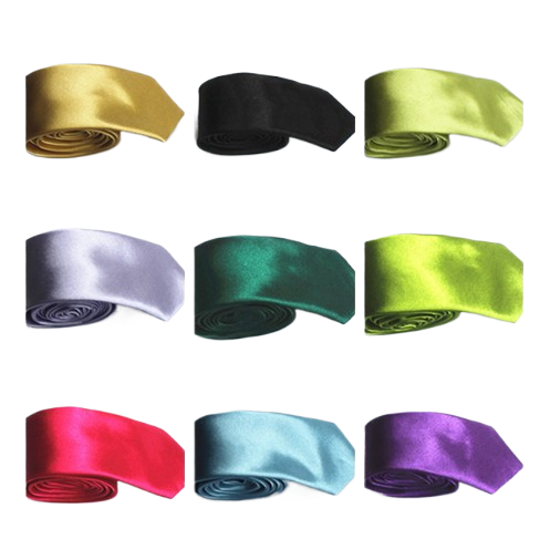 Casual men's narrow band butyl silk solid color tie