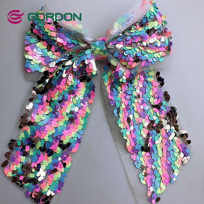 Gordon Ribbons Sequins Glitter Hair Bows with Alligator Hair Clips Big Glittering Bow for Girls Kinds Hair Accessories