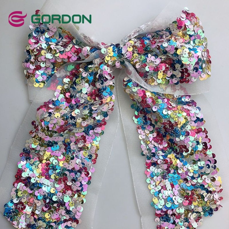 Gordon Ribbons Sequins Glitter Hair Bows with Alligator Hair Clips Big Glittering Bow for Girls Kinds Hair Accessories