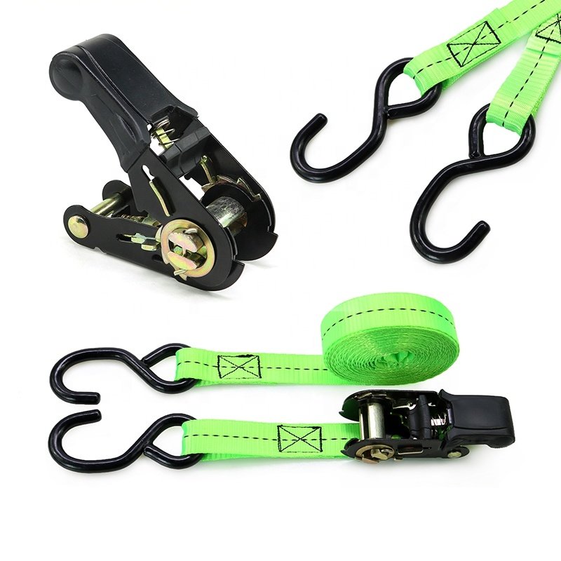 Cargo Lashing Ratchet Strap Belt Ratchet Rubber Tie-Down Straps Hook Keeper