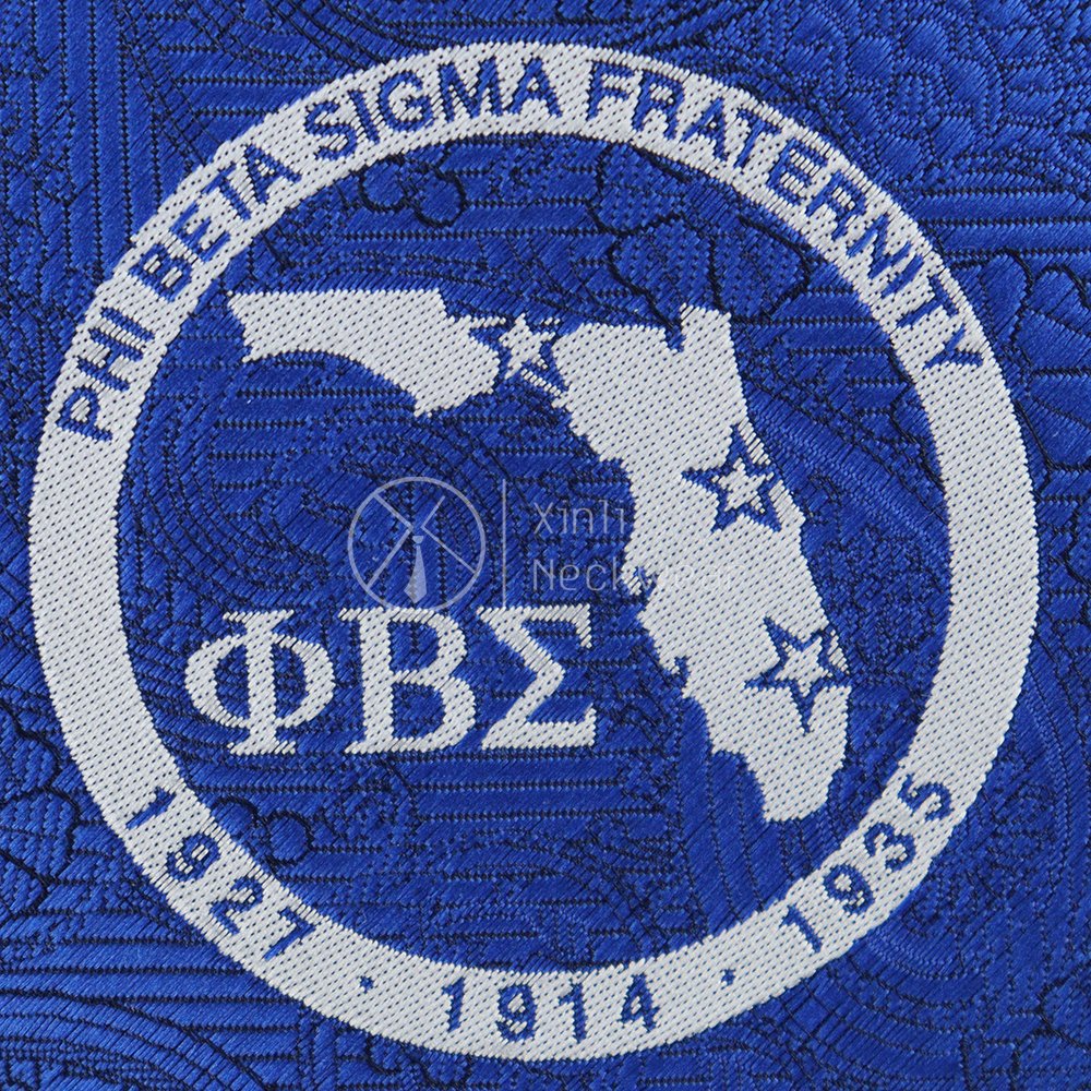 Royal Blue Paisley Phi Beta Sigma Fraternity Tie and Pocket Square Set Polyester Men Custom Logo Neck Ties and Handkerchiefs