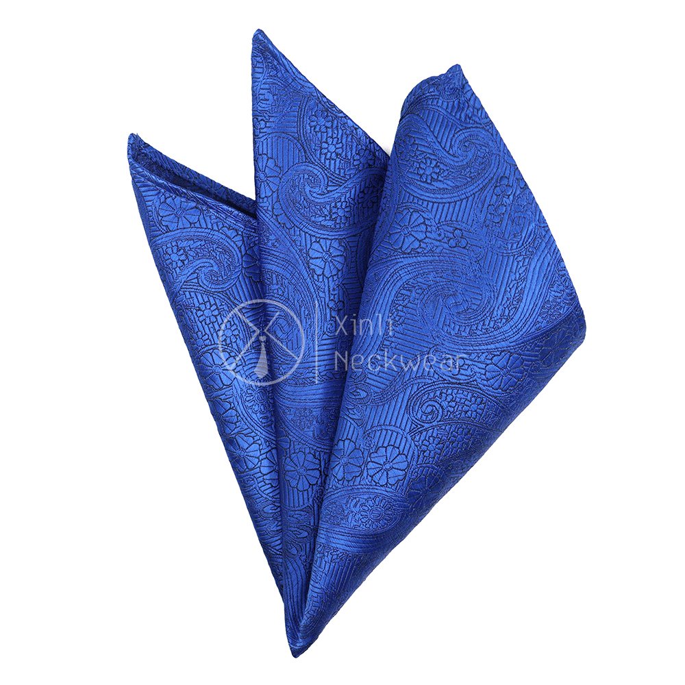 Royal Blue Paisley Phi Beta Sigma Fraternity Tie and Pocket Square Set Polyester Men Custom Logo Neck Ties and Handkerchiefs