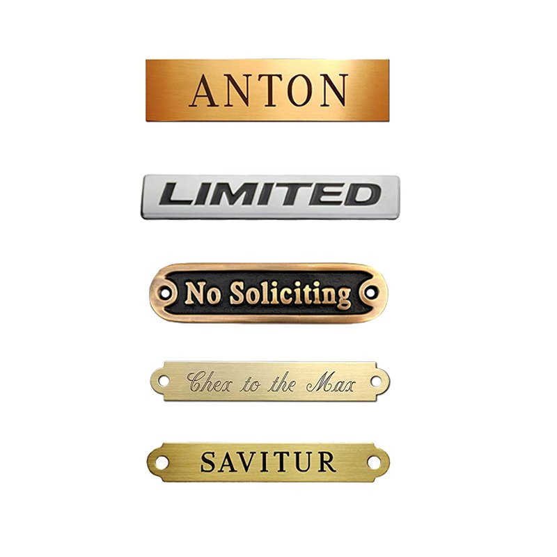 Design Small Clothes 3d Logo Silver Brass Gold Branded Emblem Stainless Steel Engrave Nameplate Pin Custom Metal Name Plate