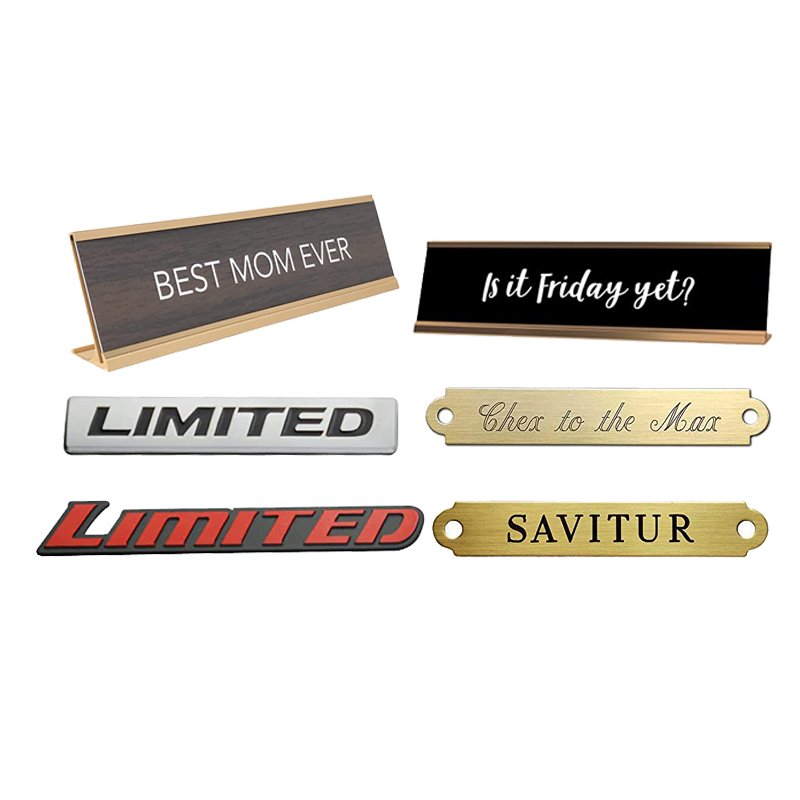 Design Small Clothes 3d Logo Silver Brass Gold Branded Emblem Stainless Steel Engrave Nameplate Pin Custom Metal Name Plate