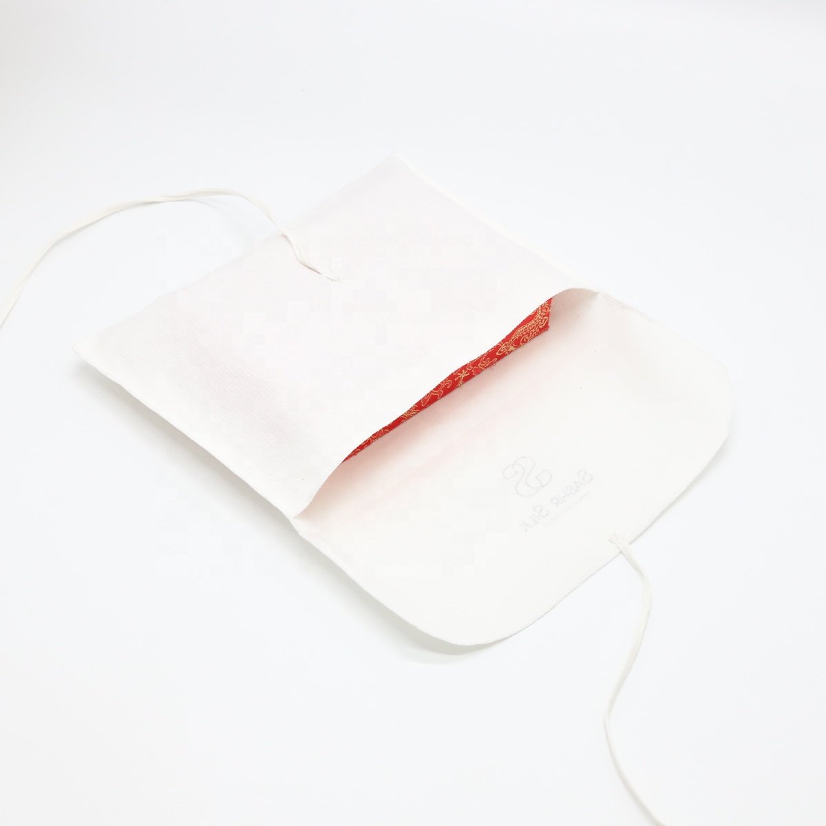 Wholesale Cotton Twill Makeup Envelope Gift Bag With Tie White Custom Cotton Cosmetic Packaging Envelope Pouch