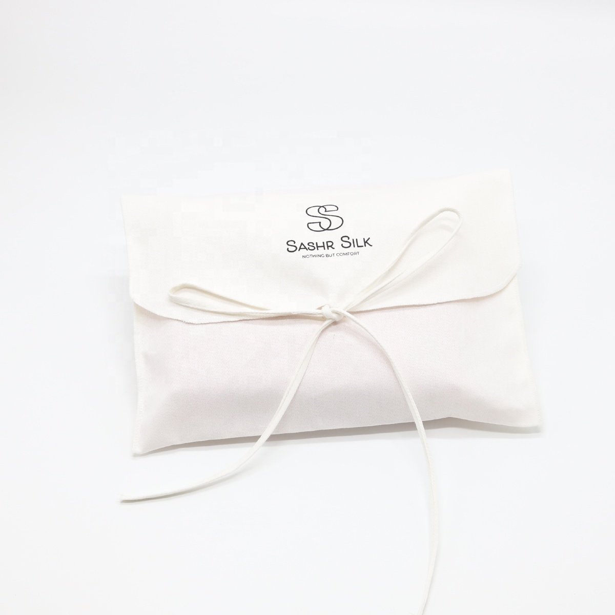 Wholesale Cotton Twill Makeup Envelope Gift Bag With Tie White Custom Cotton Cosmetic Packaging Envelope Pouch