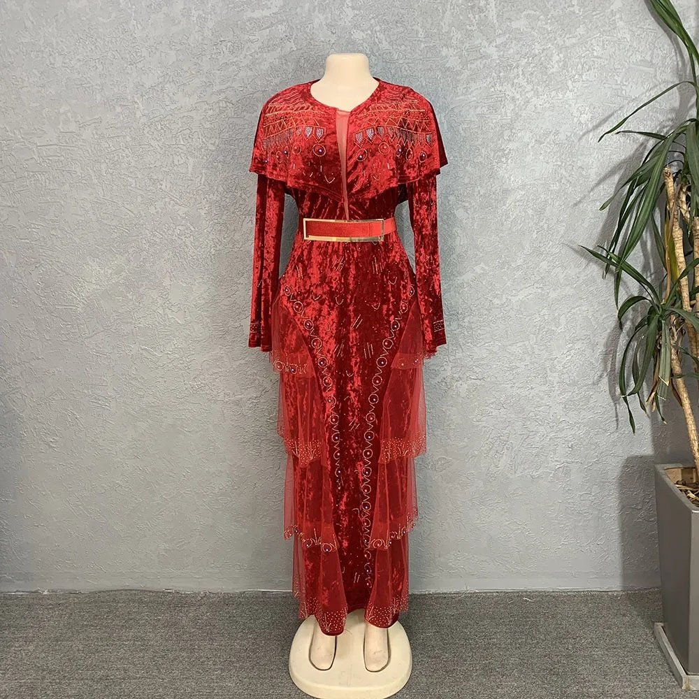 Plus Size Luxury High Waist African Diamond Dress for Women Elegant Lady Wedding Evening Dresses Sexy Female Party Bodycon Gown