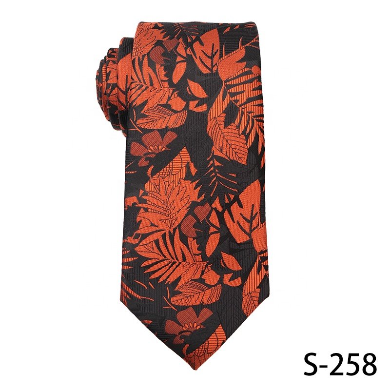 Custom China Made Microfiber Or Polyester Jacquard Woven Mens Ties Business Fashion Orange Tie Design High Quality Necktie