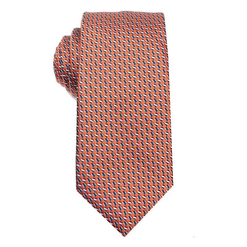 Custom China Made Microfiber Or Polyester Jacquard Woven Mens Ties Business Fashion Orange Tie Design High Quality Necktie