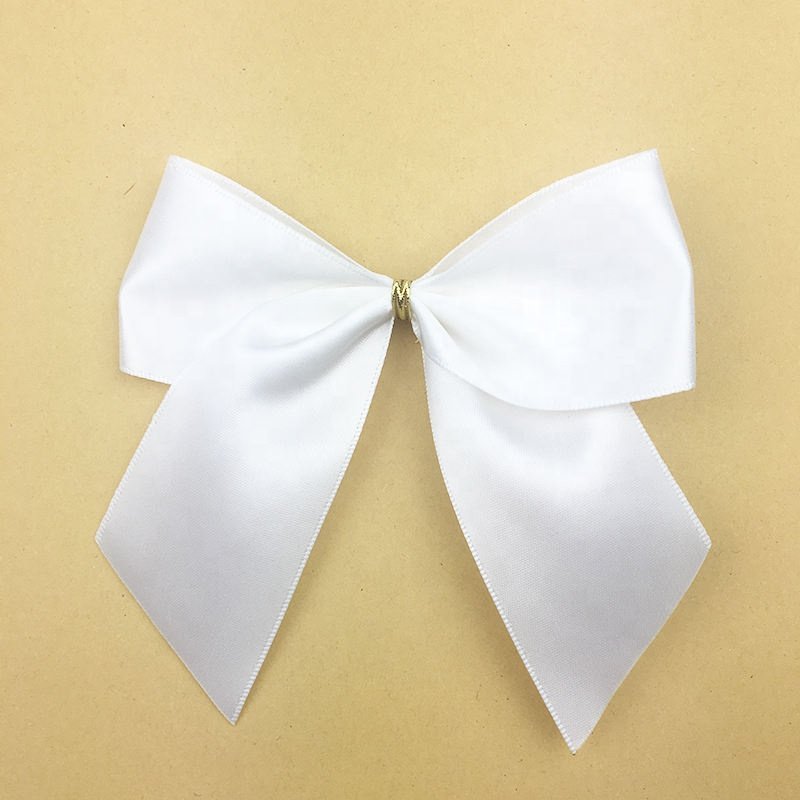 E-Magic hot selling christmas gift wrapping gold color satin ribbon gift wrap bow gift bow with twist tie clip