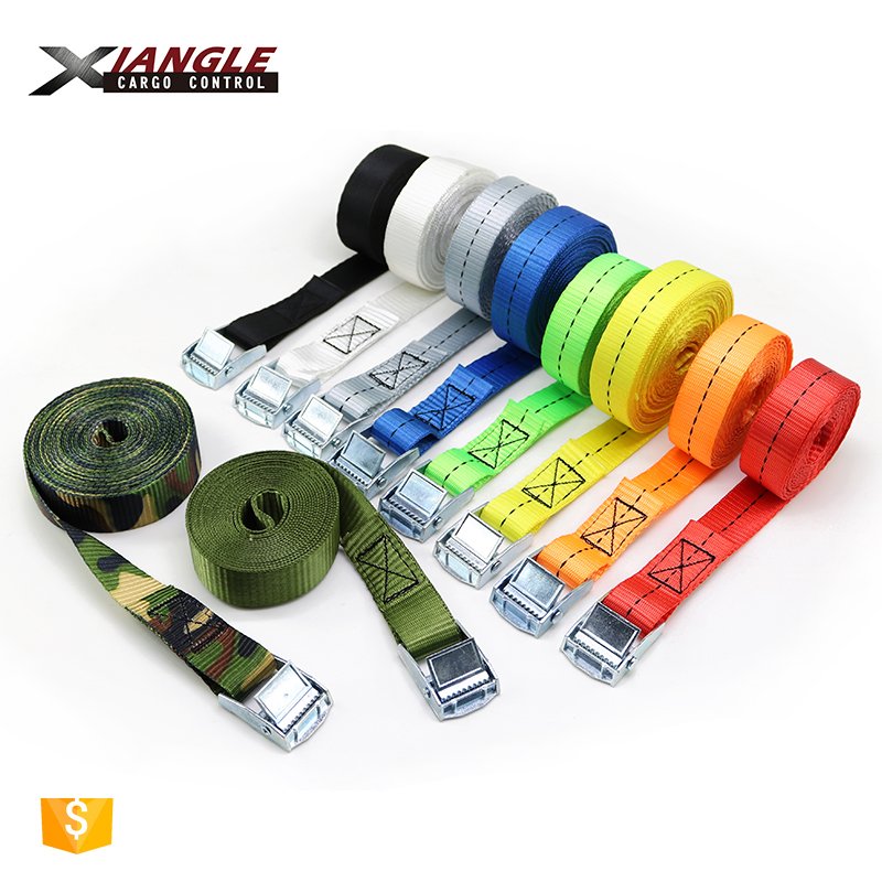 custom logo 25mm 250kgs polyester cargo lashing cam buckle endless tie down strap