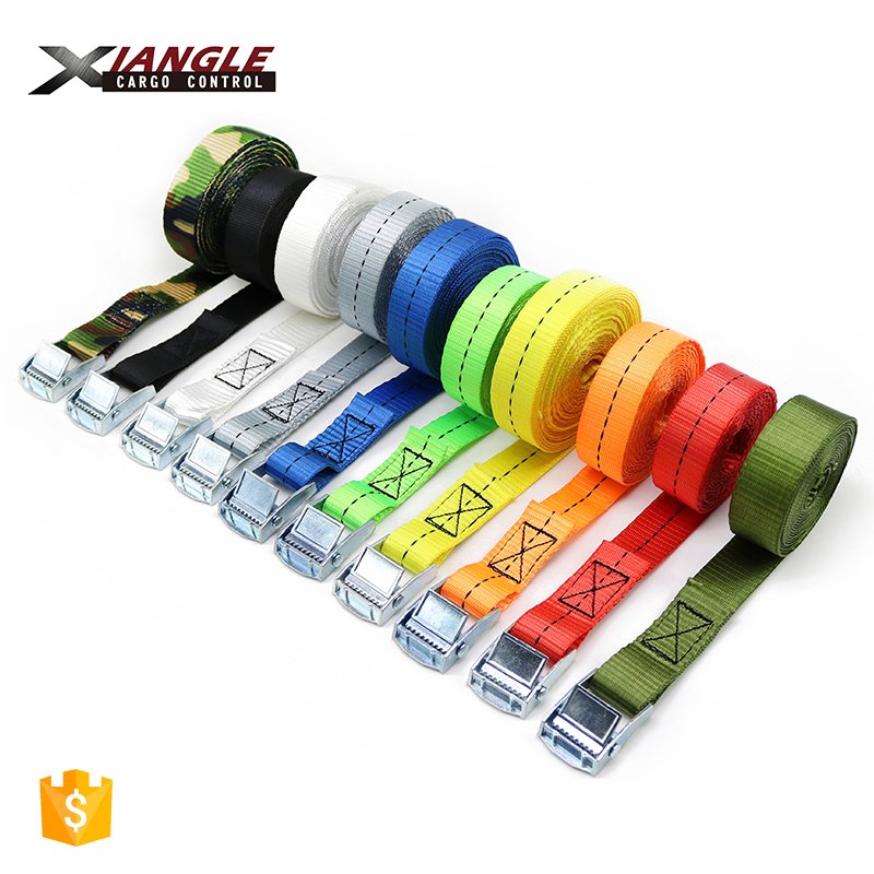 custom logo 25mm 250kgs polyester cargo lashing cam buckle endless tie down strap